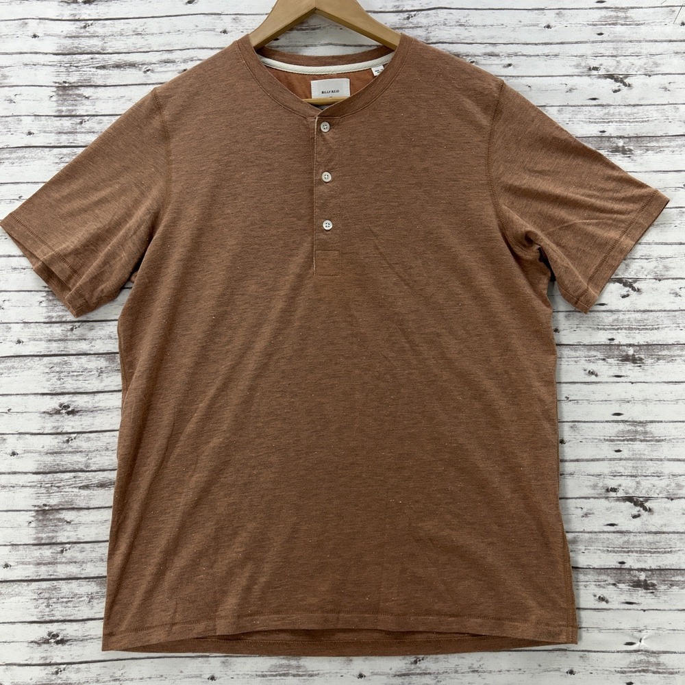 Billy Reid Henley Short Sleeve Pullover T-Shirt Mens Size Medium Orange